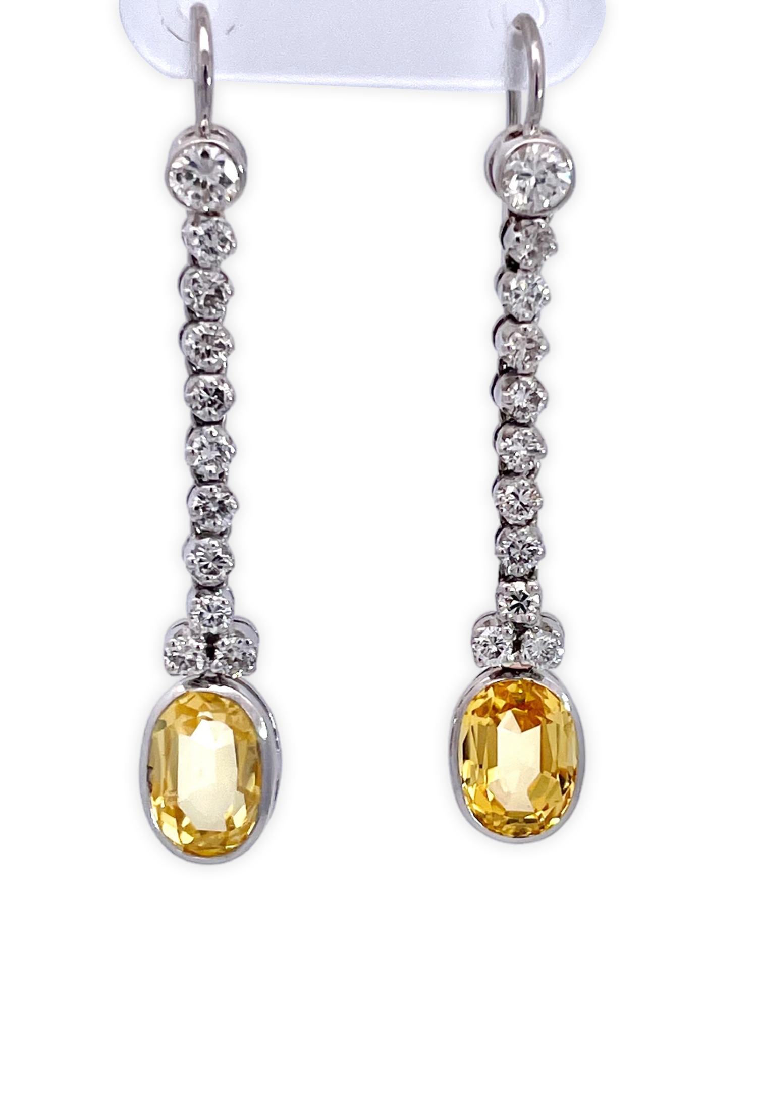 No-Heat Yellow Sapphire and Diamond Earrings