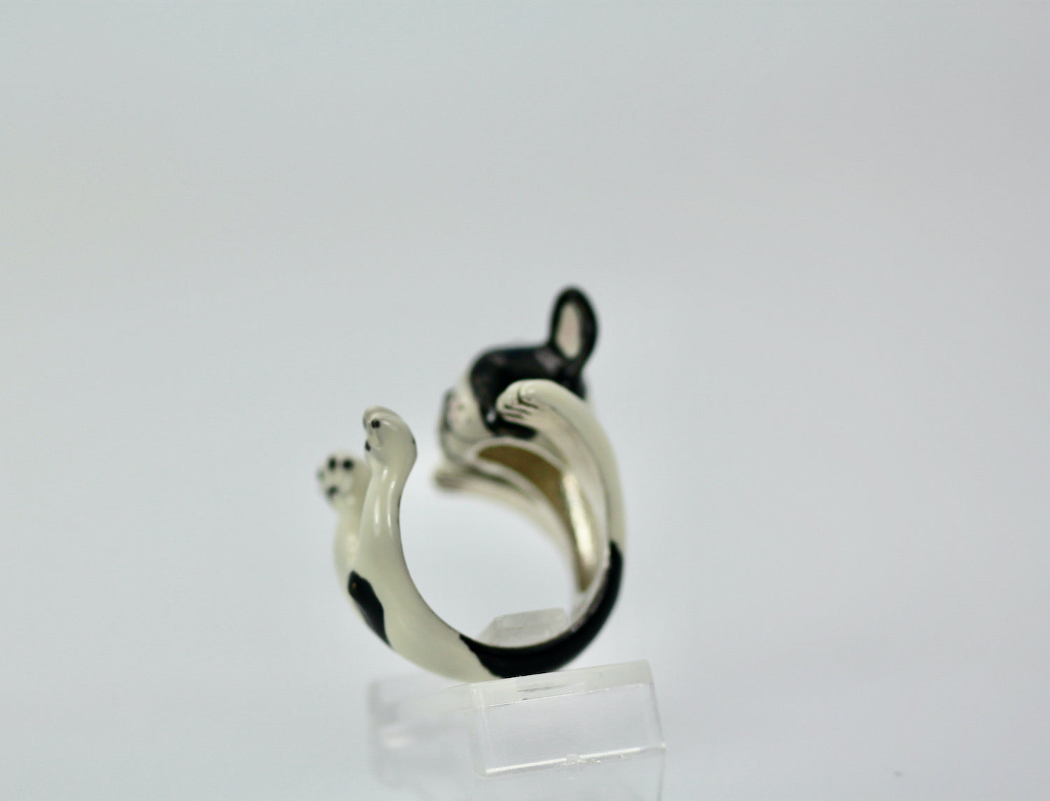 Enamel Silver Boston Terrier Dog