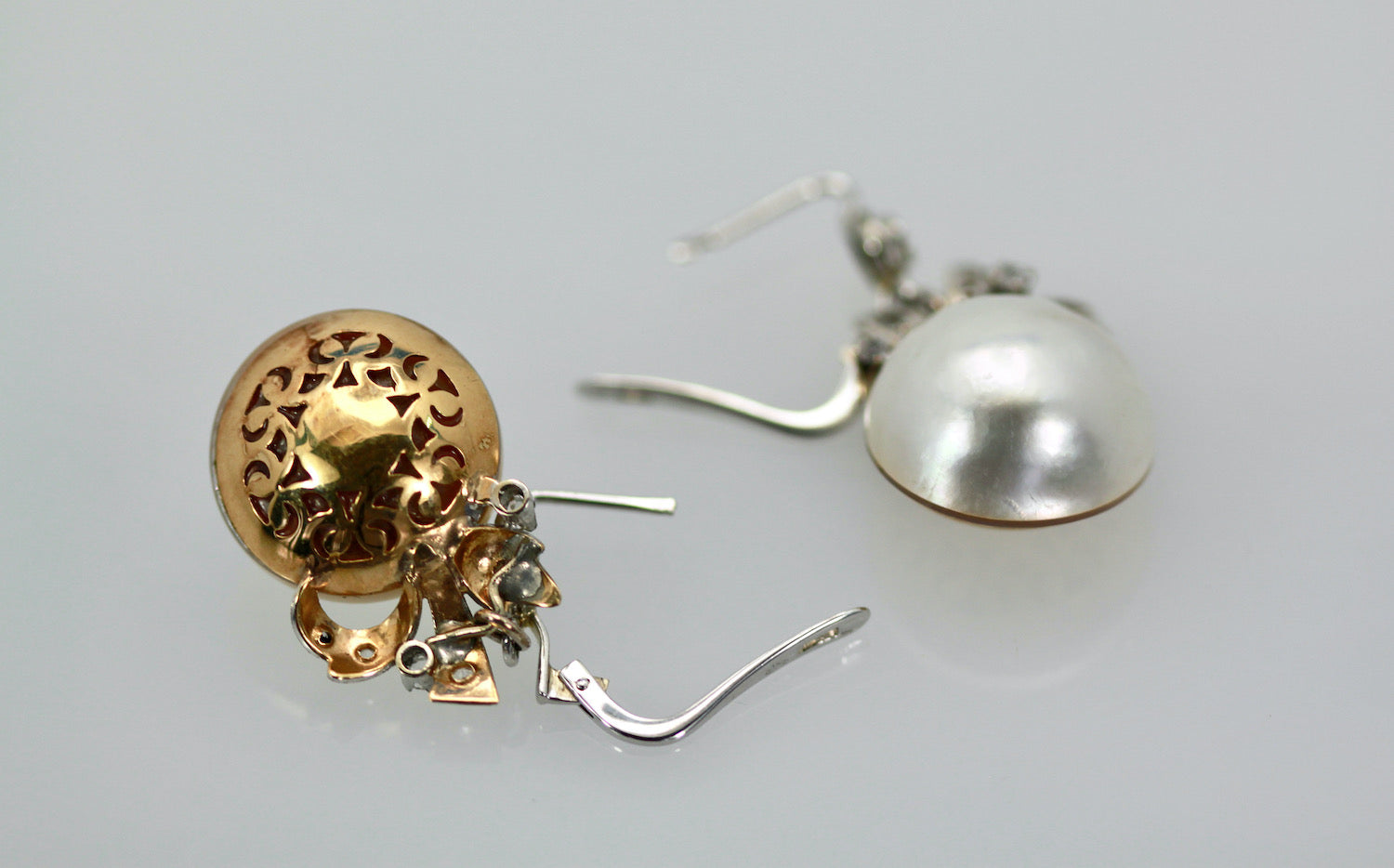 Edwardian Mabe Pearl Diamond Earrings