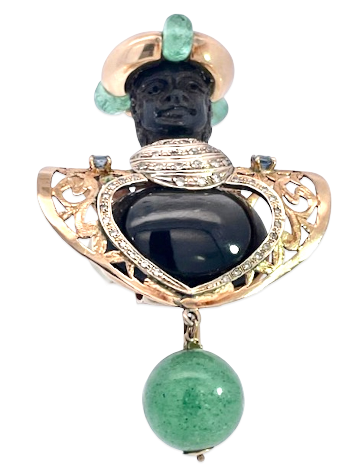 Moretto brooch in 9K gold