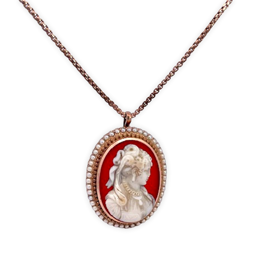 Antique Cameo Earrings & Pendant