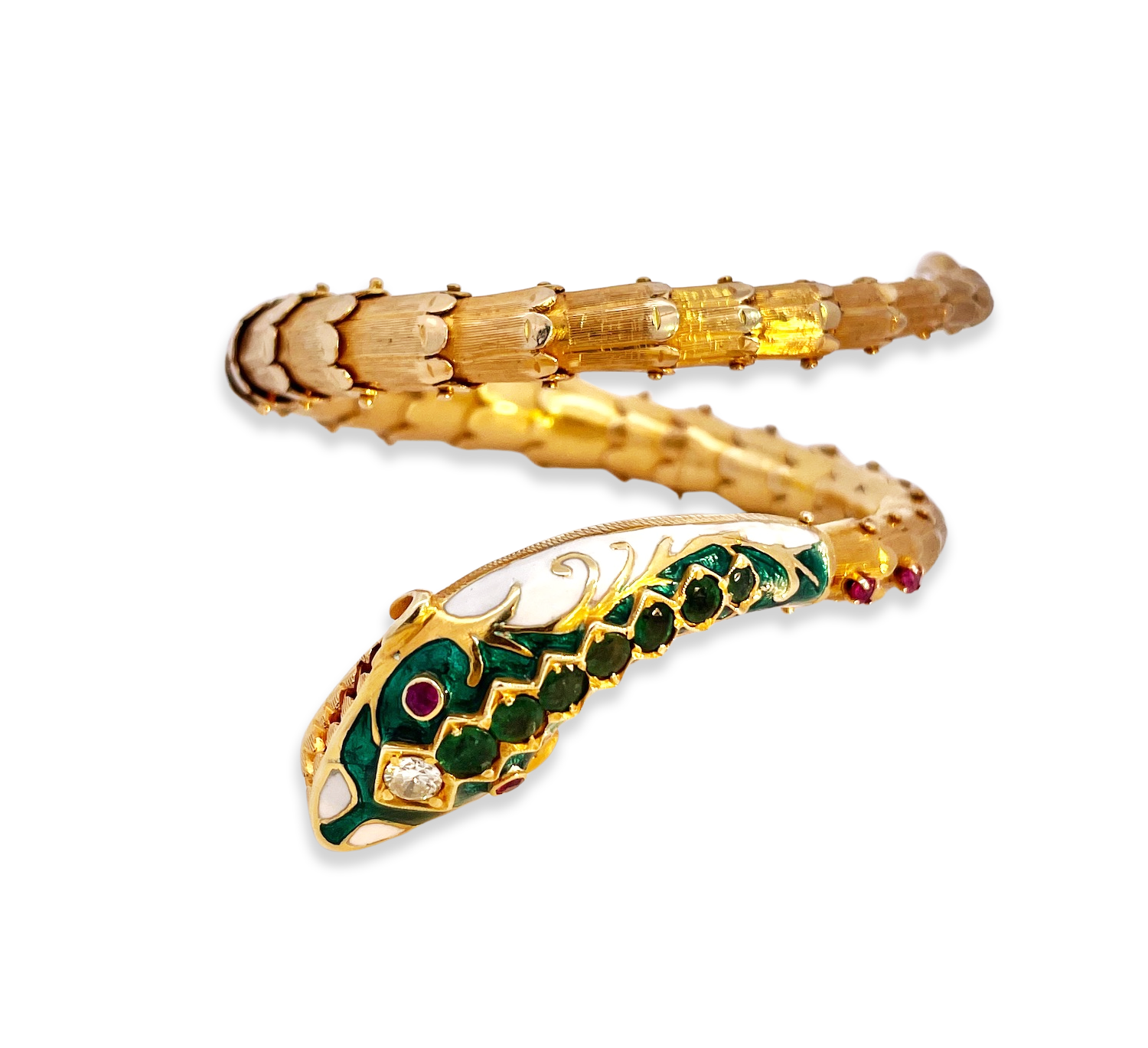Vintage Snake Bracelet with Enamel and Gems