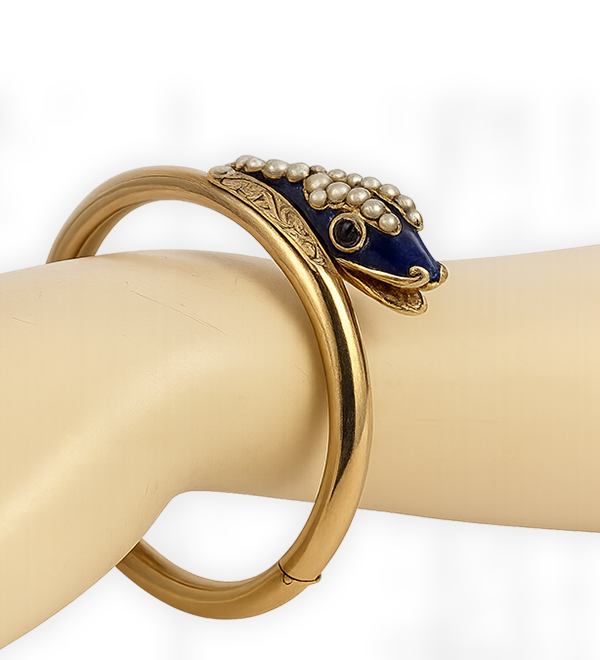 Enamel Snake Jewelry with Pearls and Rubies
