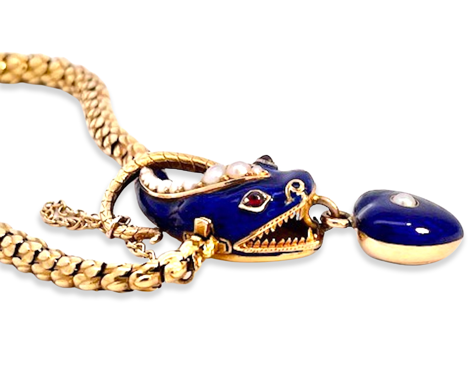 Cobalt Enamel Snake Bracelet 