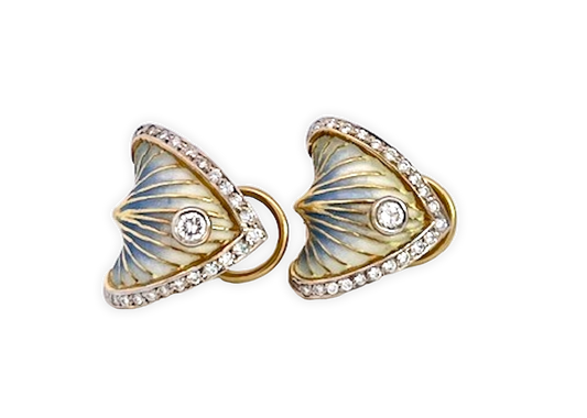Masriera Plique-à-Jour Diamond Earrings