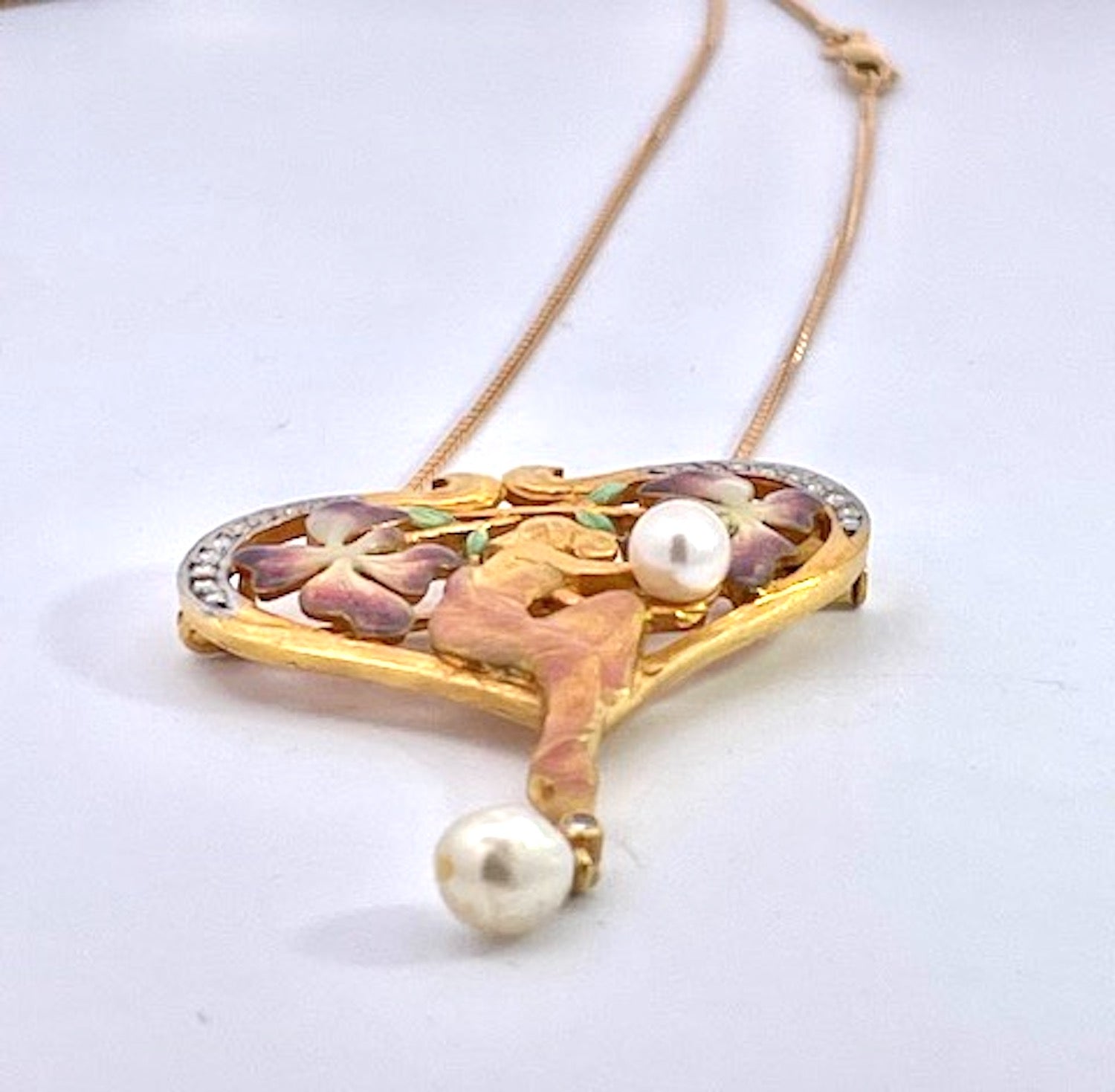 Diamond and enamel Masriera brooch