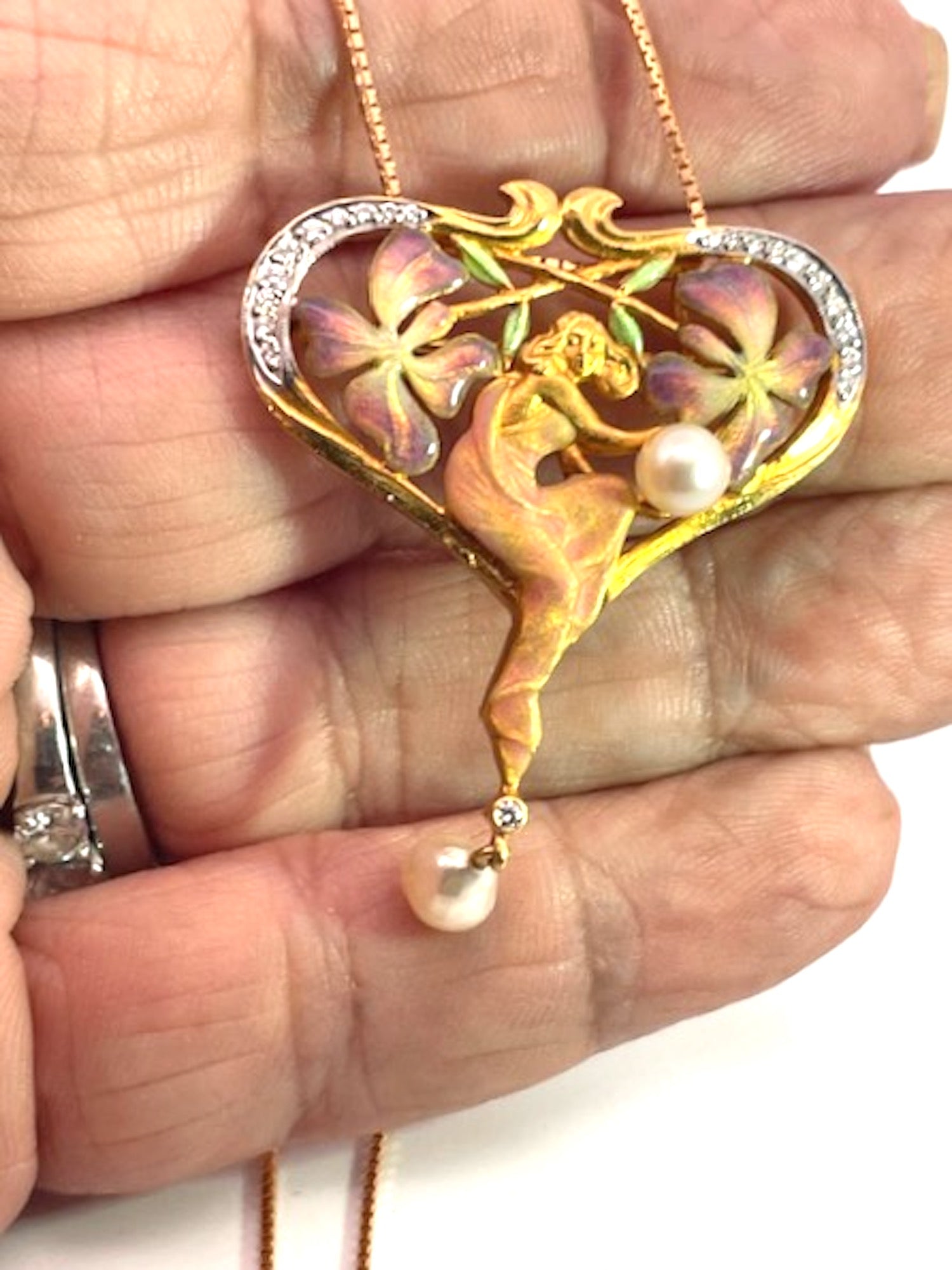 Art Nouveau pendant by Masriera with gems