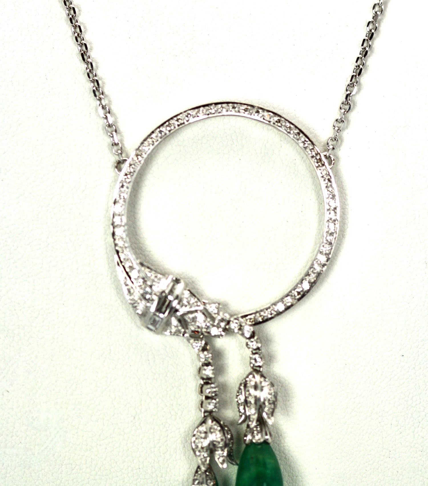 Emerald drop diamond brooch