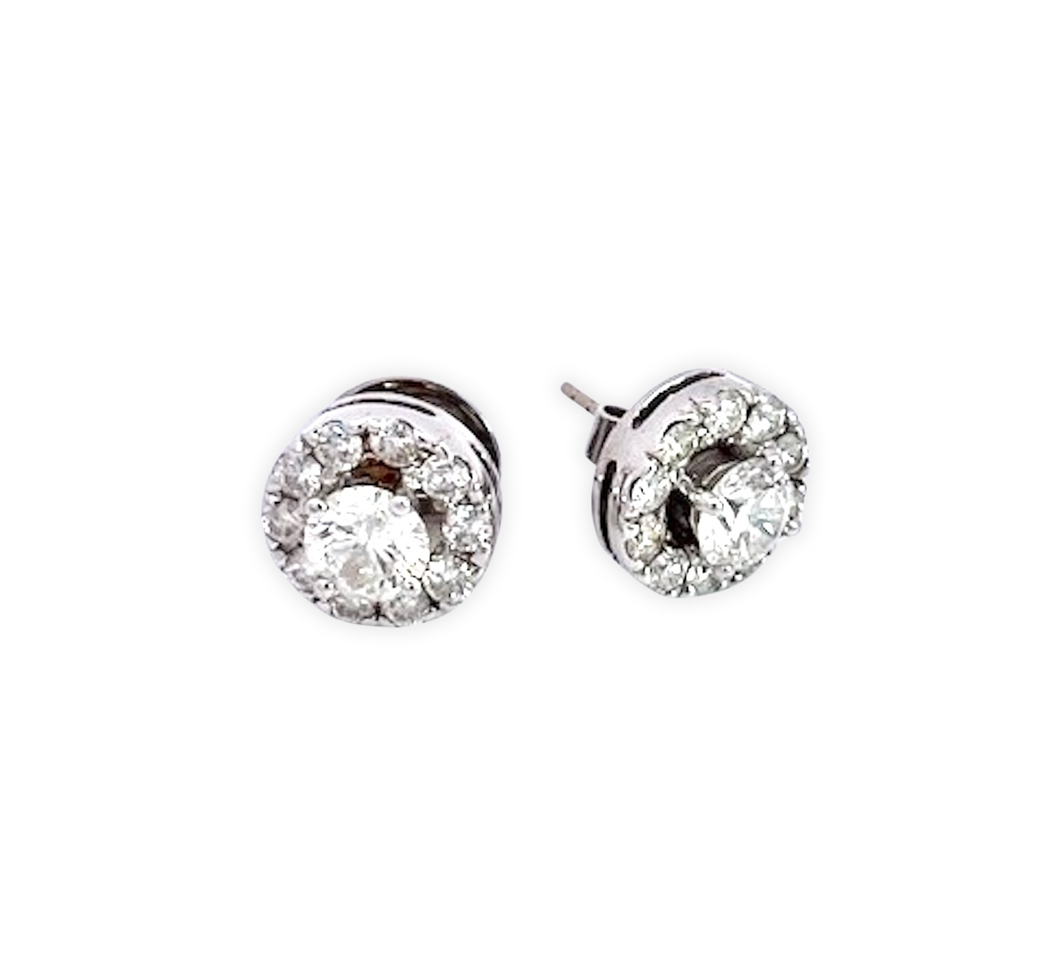 Gold Diamond Halo Earrings