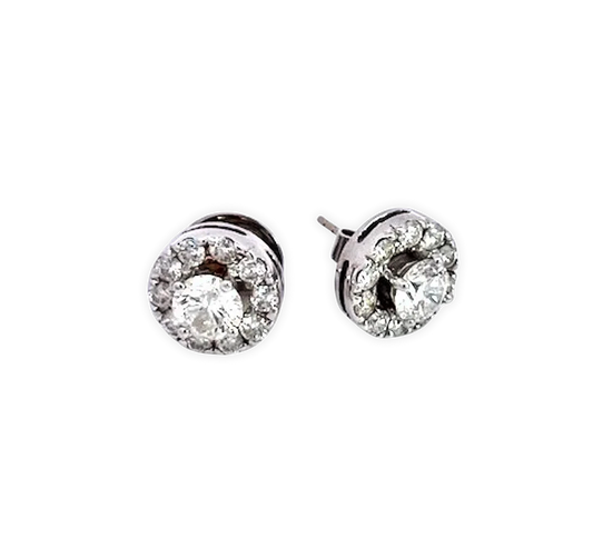 Diamond Stud Earrings with a Diamond surround 18K