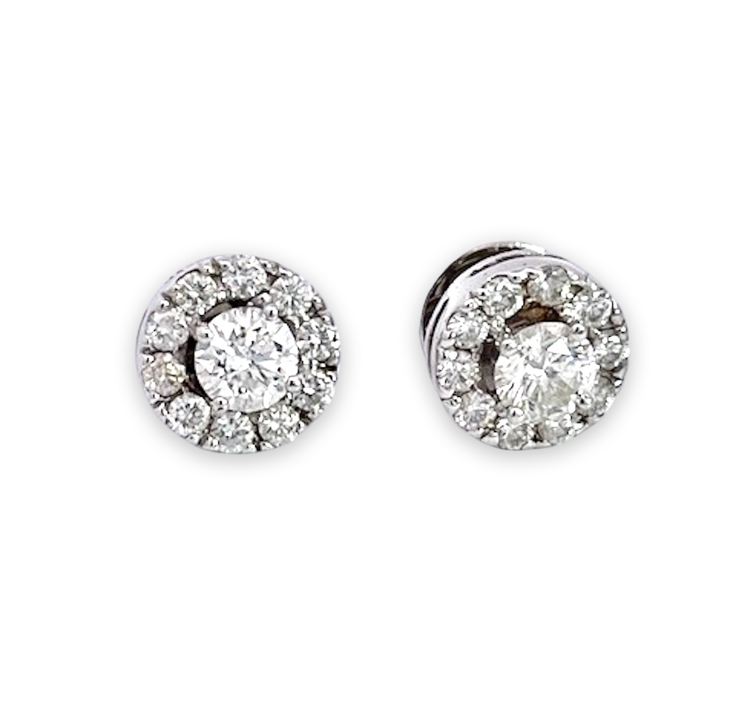 Gold Diamond Halo Earrings