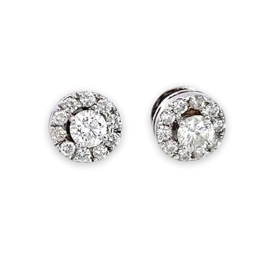 Gold Diamond Halo Earrings
