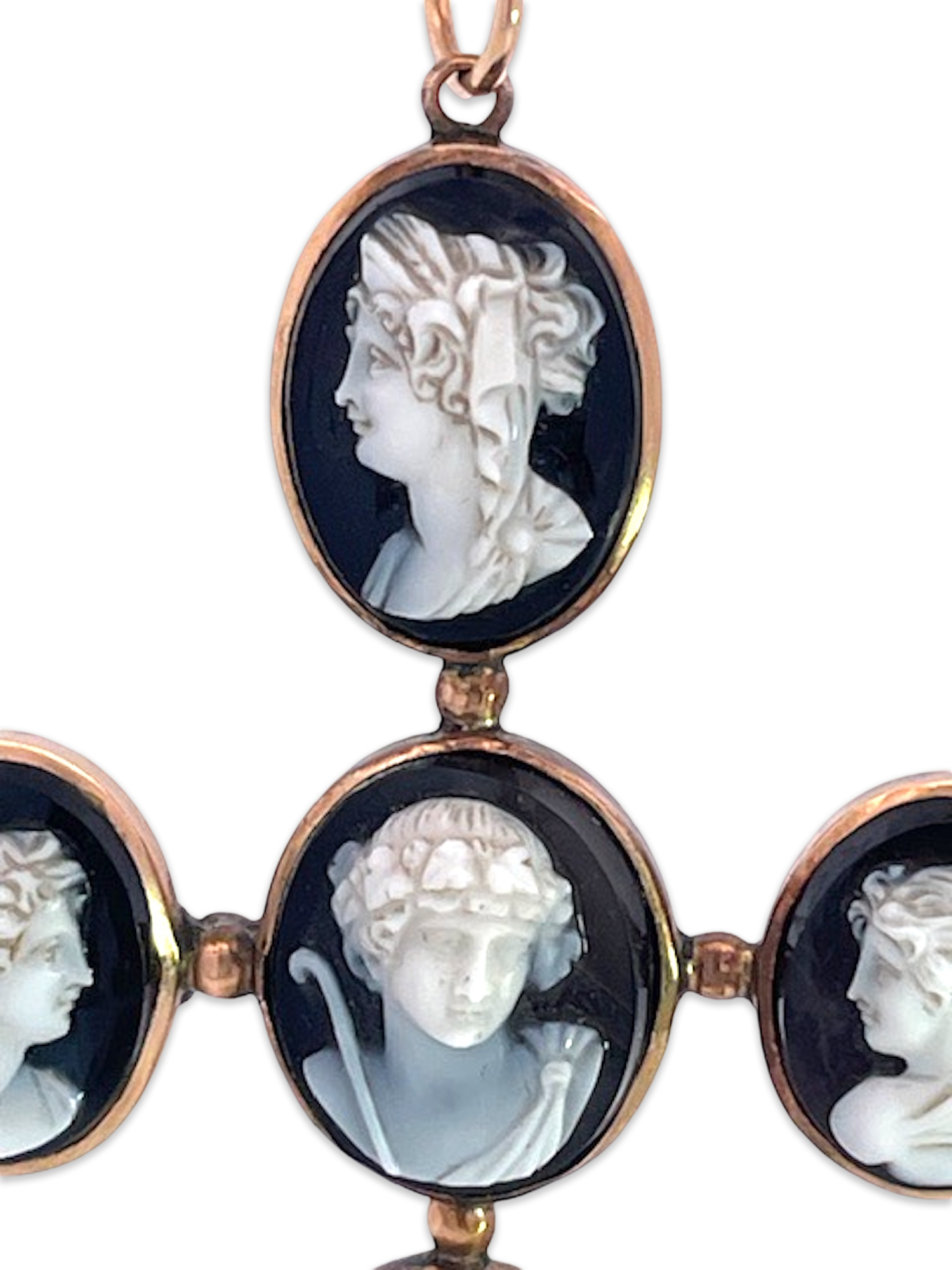 Cameo and Gold Cross Pendant