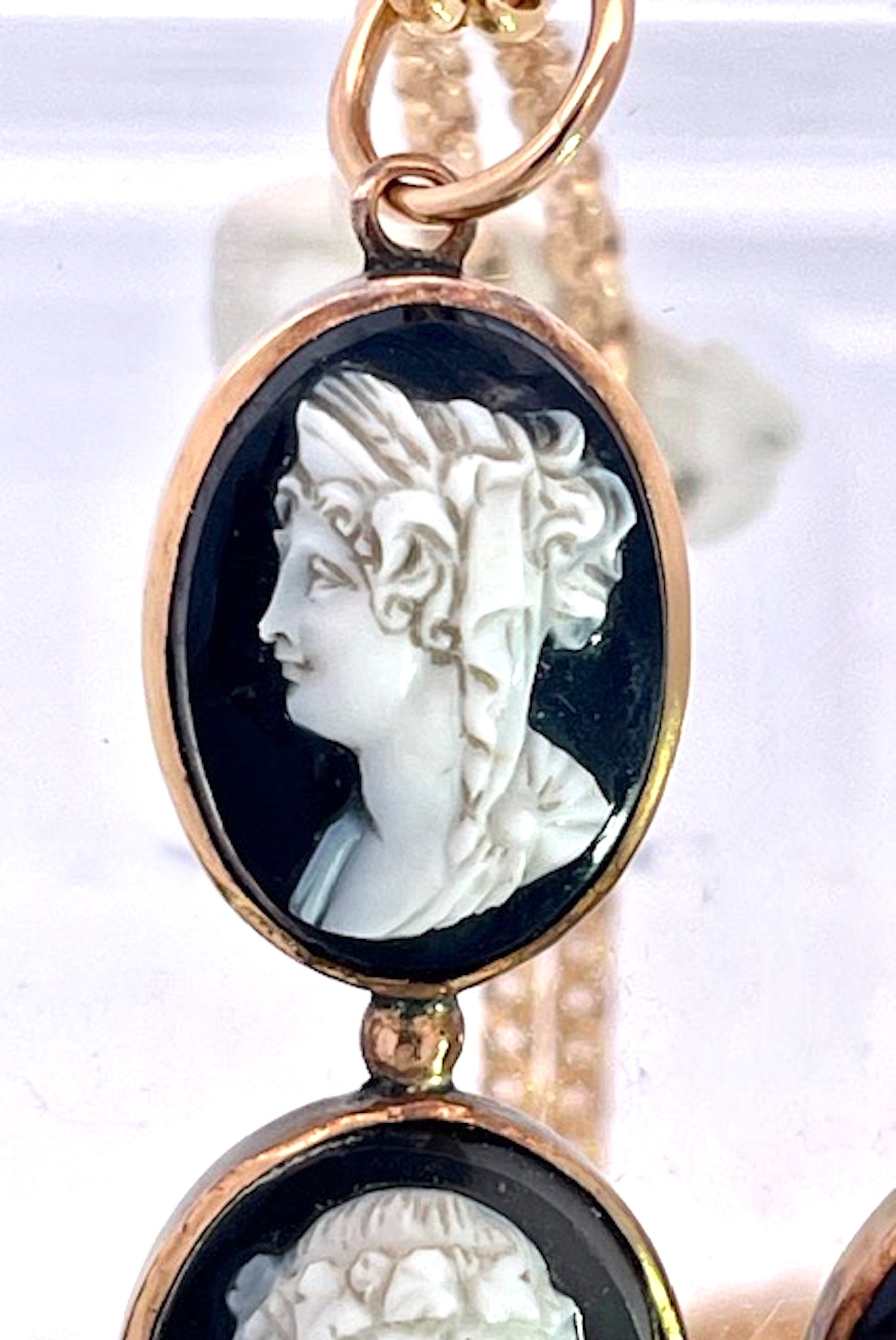 Cameo and Gold Cross Pendant