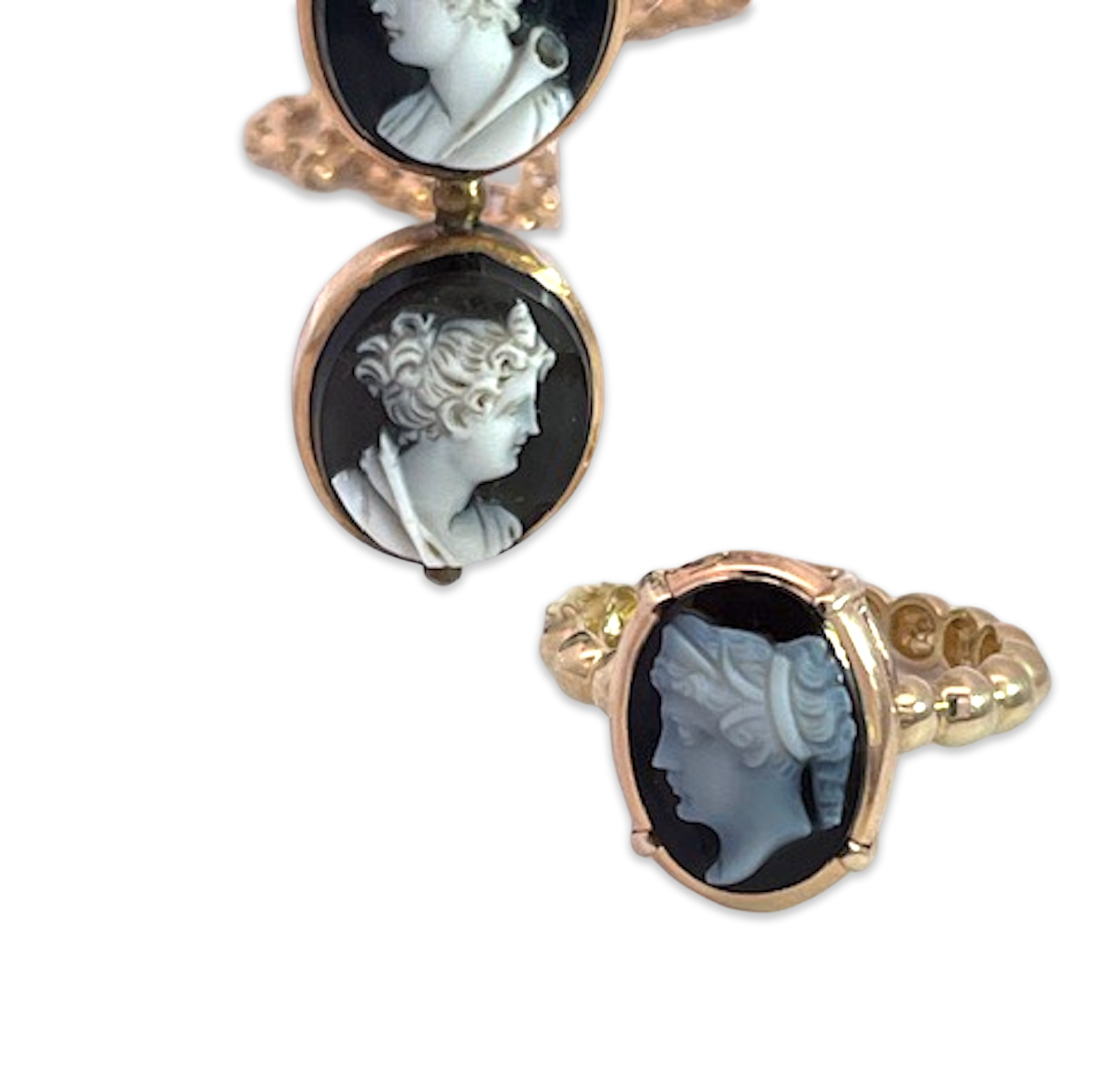 Cameo and Gold Cross Pendant
