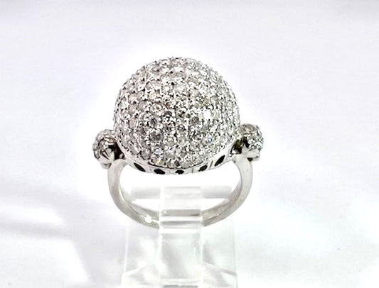 18K White Gold Diamond Boule Ring 3.95 Carats