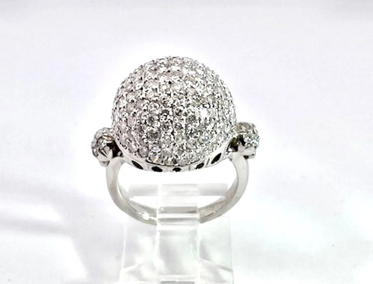 18K White Gold Diamond Boule Ring 3.95 Carats