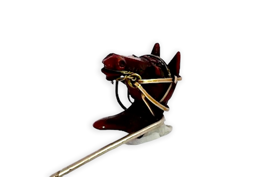 19th Century Carved Horse Head stickpin