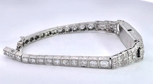 Art Deco Platinum 14K White Gold Diamond Bracelet
