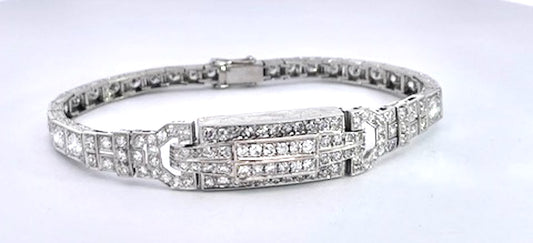 Art Deco Platinum 14K White Gold Diamond Bracelet