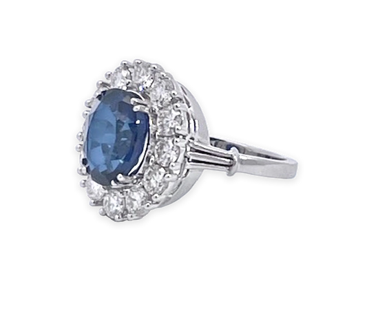18K White Gold Deep Blue Sapphire Ring