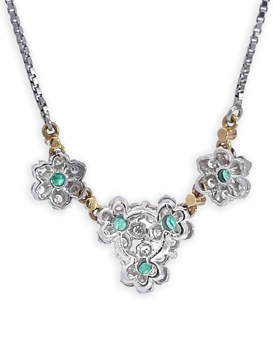 Buccellati Garland Necklace Emeralds Diamonds 18K
