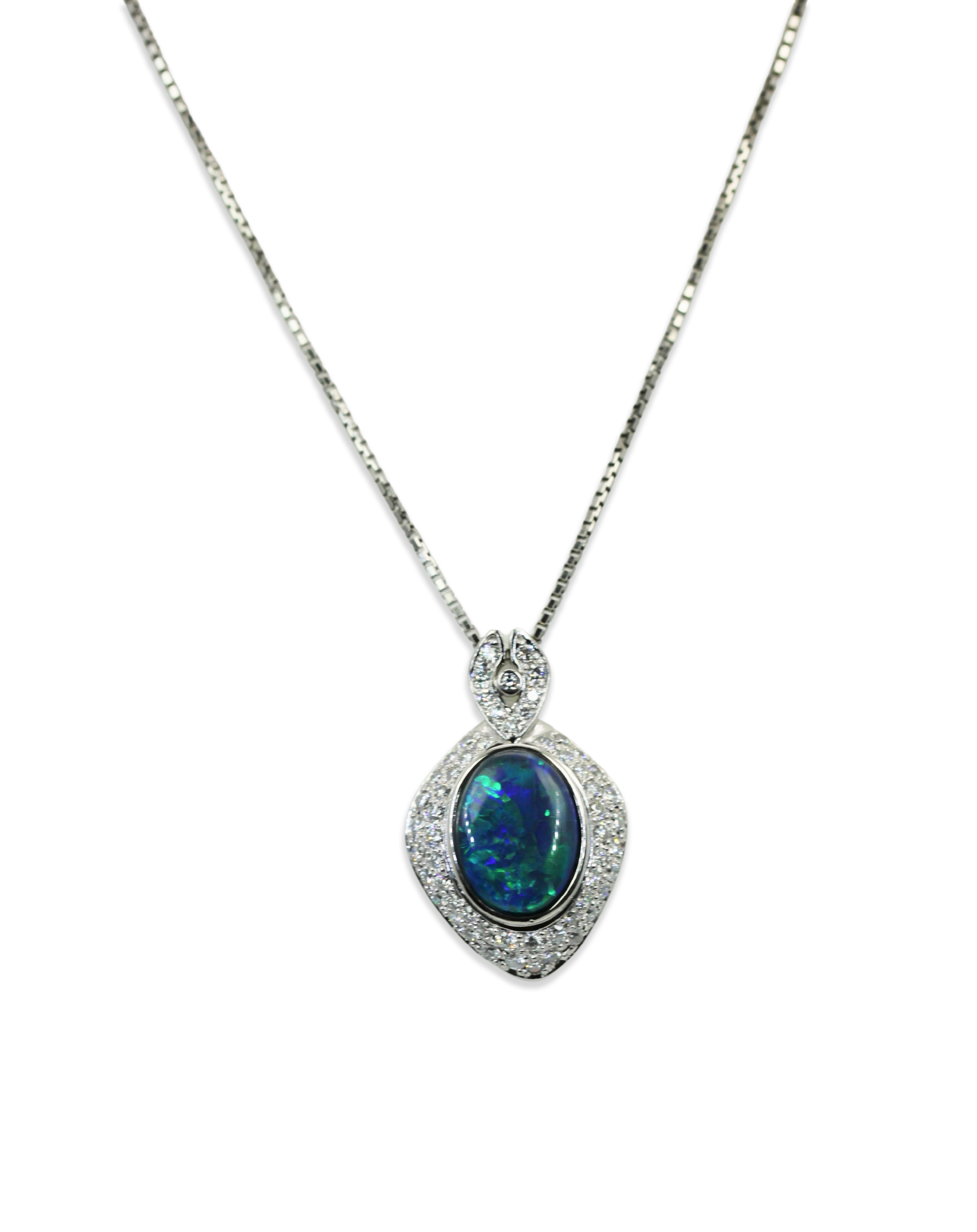 Black Opal Platinum Diamond Pendant