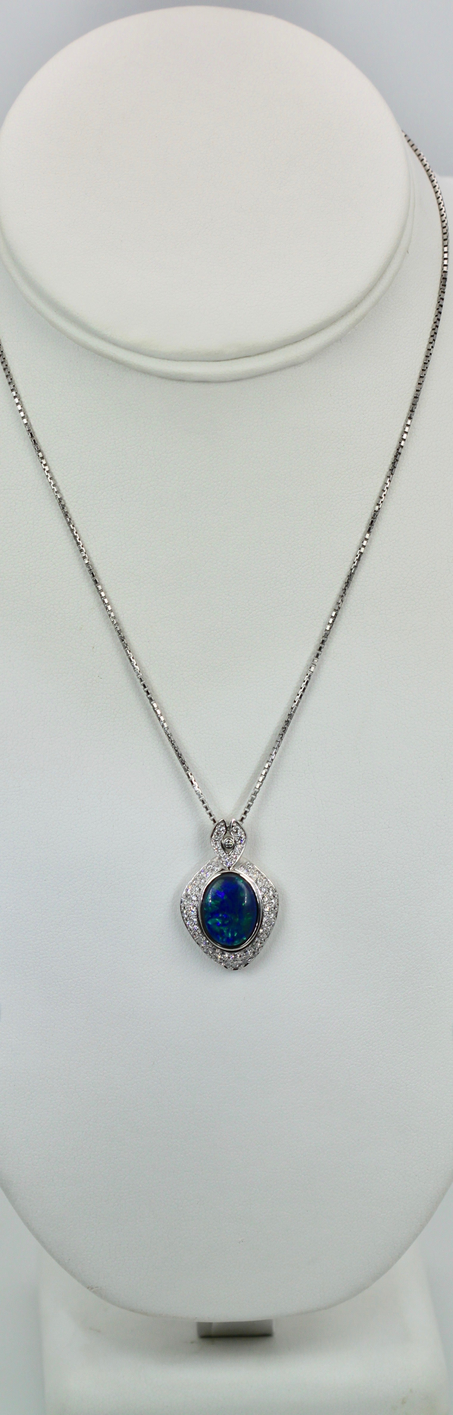 Black Opal Platinum Diamond Pendant