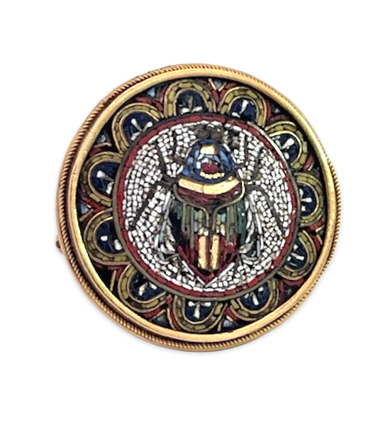 Egyptian Micro Mosaic Scarab Ring 18K