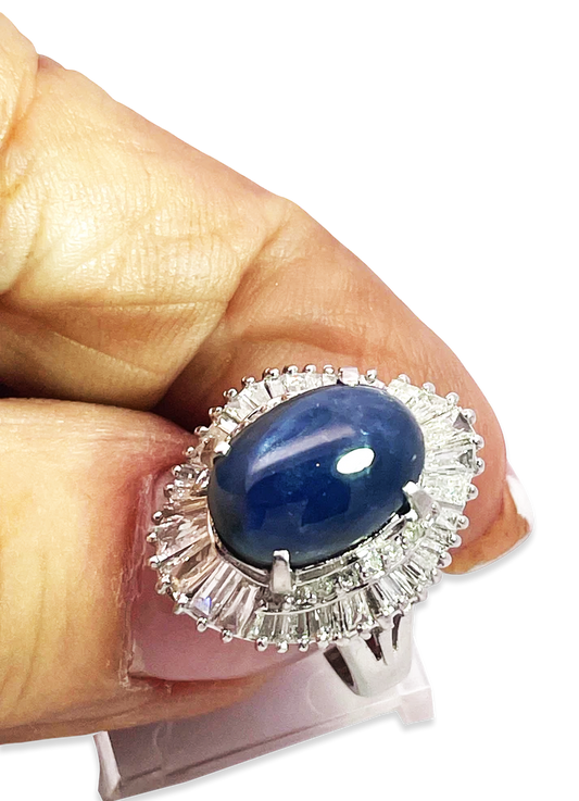 Burma Star Sapphire with Diamond Surround 11 carats no heat