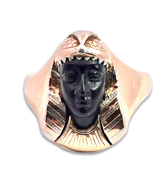 Egyptian Revival Black Onyx Pharaoh Ring