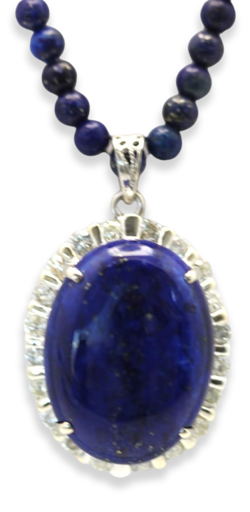 Lapis and diamond pendant
