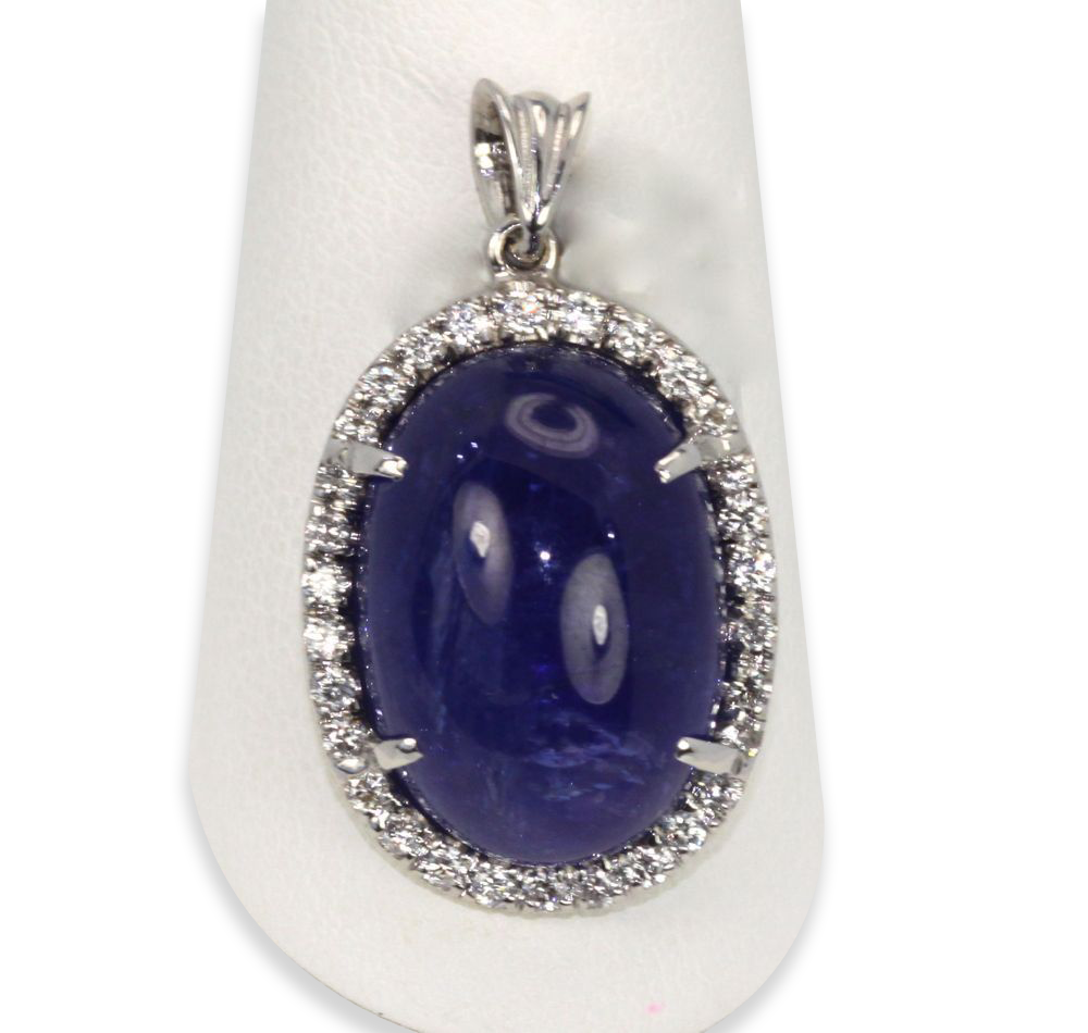 Tanzanite 20 Ct Cabochon High Dome Ladies Pendant