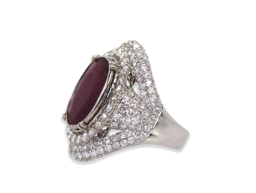 Ruby & Diamond Ring 18k White Gold
