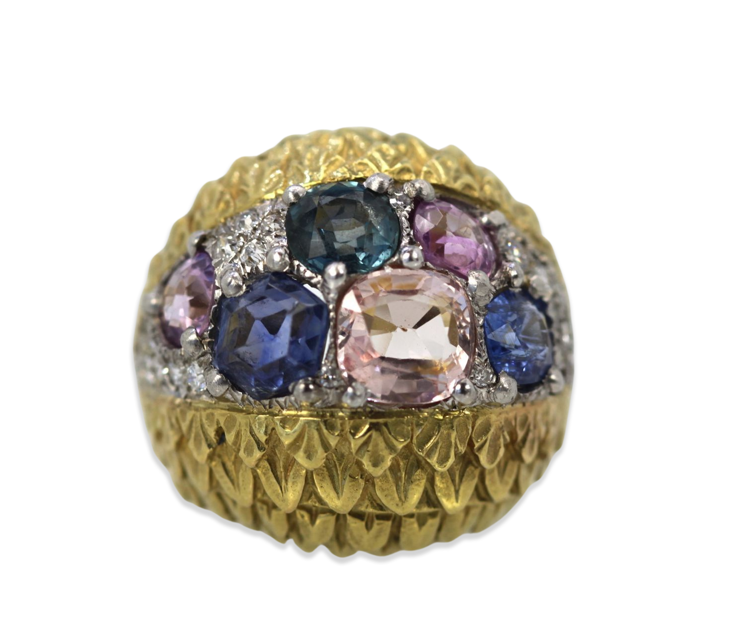 David Webb Fancy Sapphire Bombe Ring