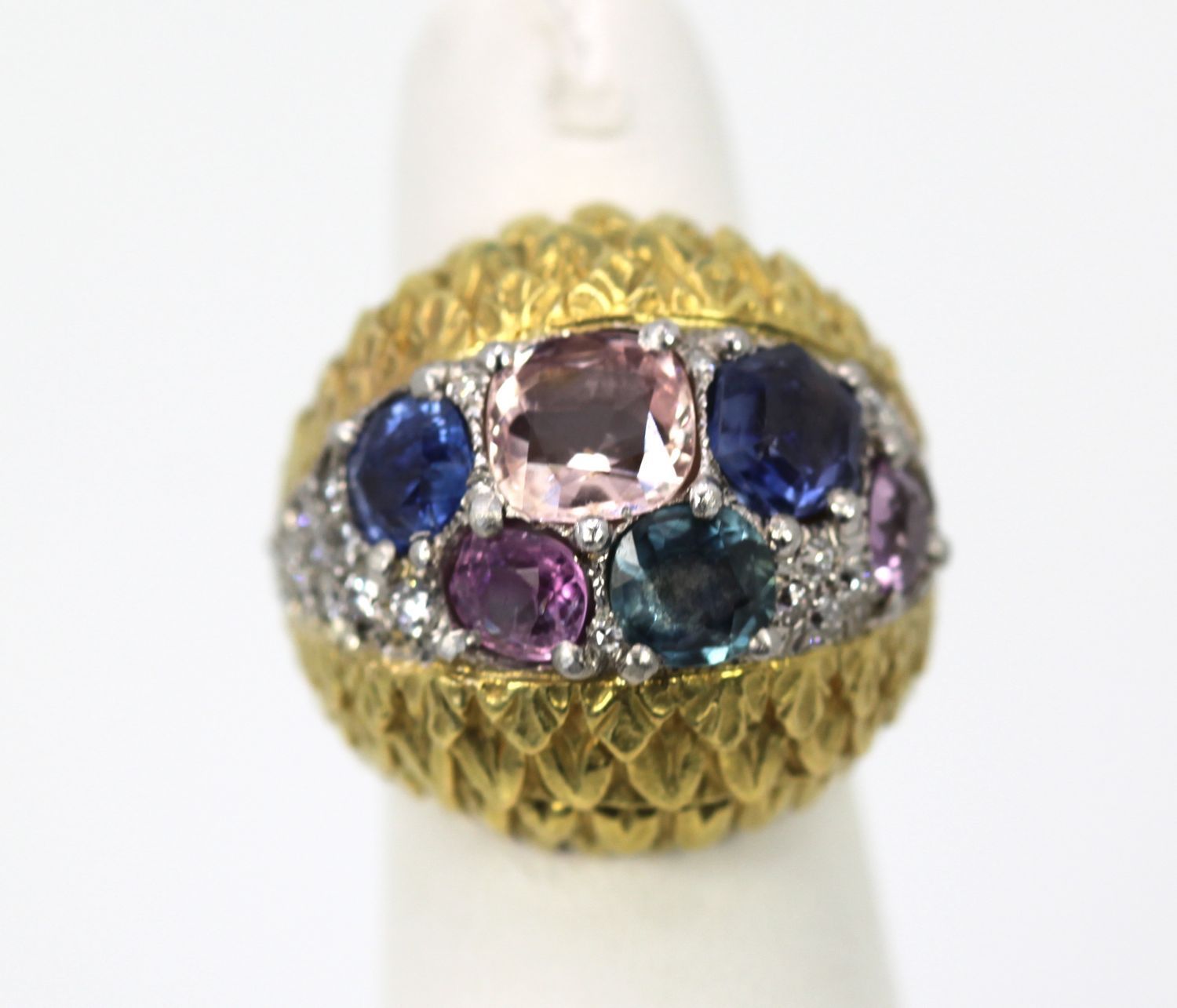David Webb Fancy Sapphire Bombe Ring