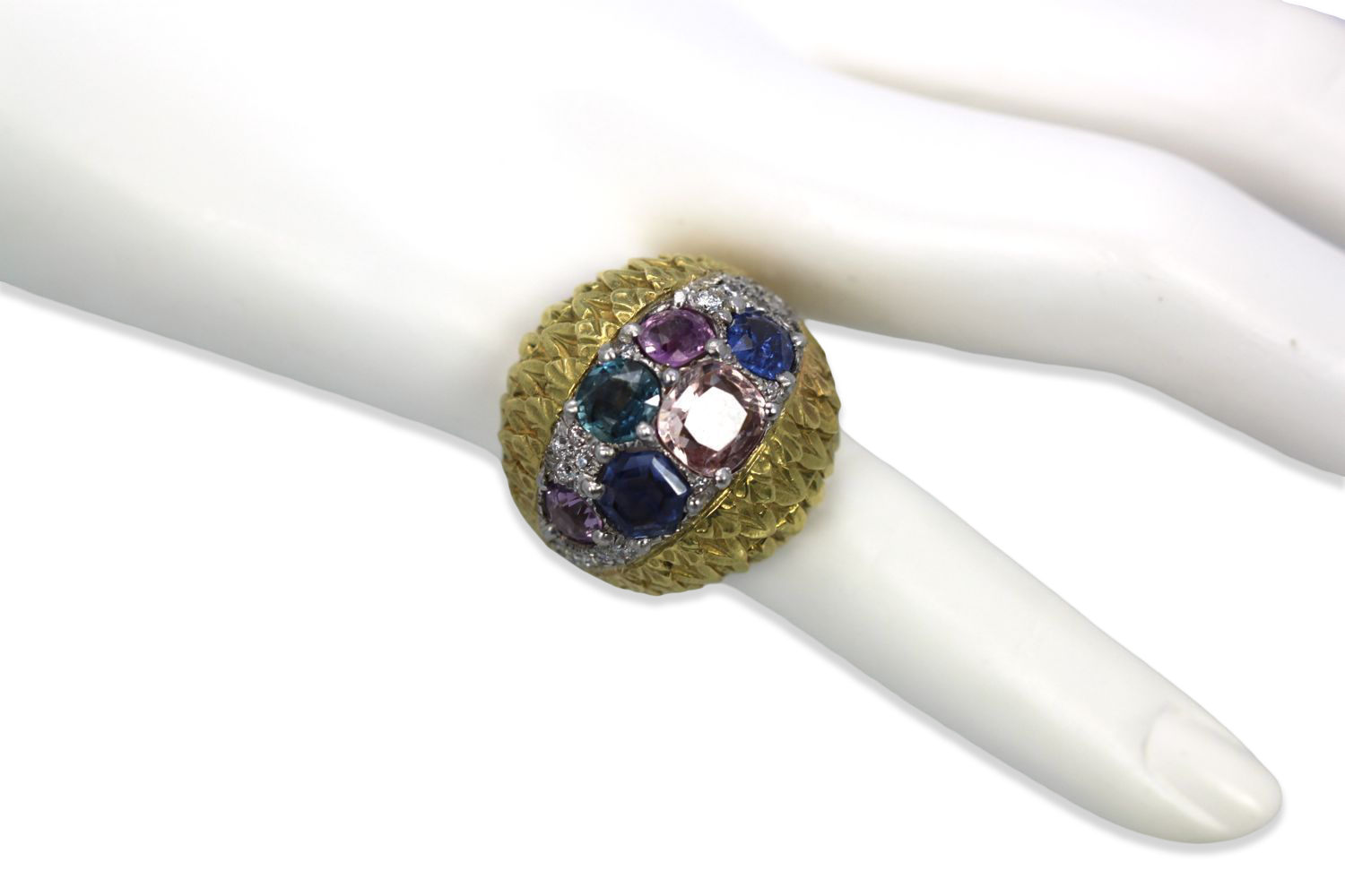 David Webb Fancy Sapphire Bombe Ring