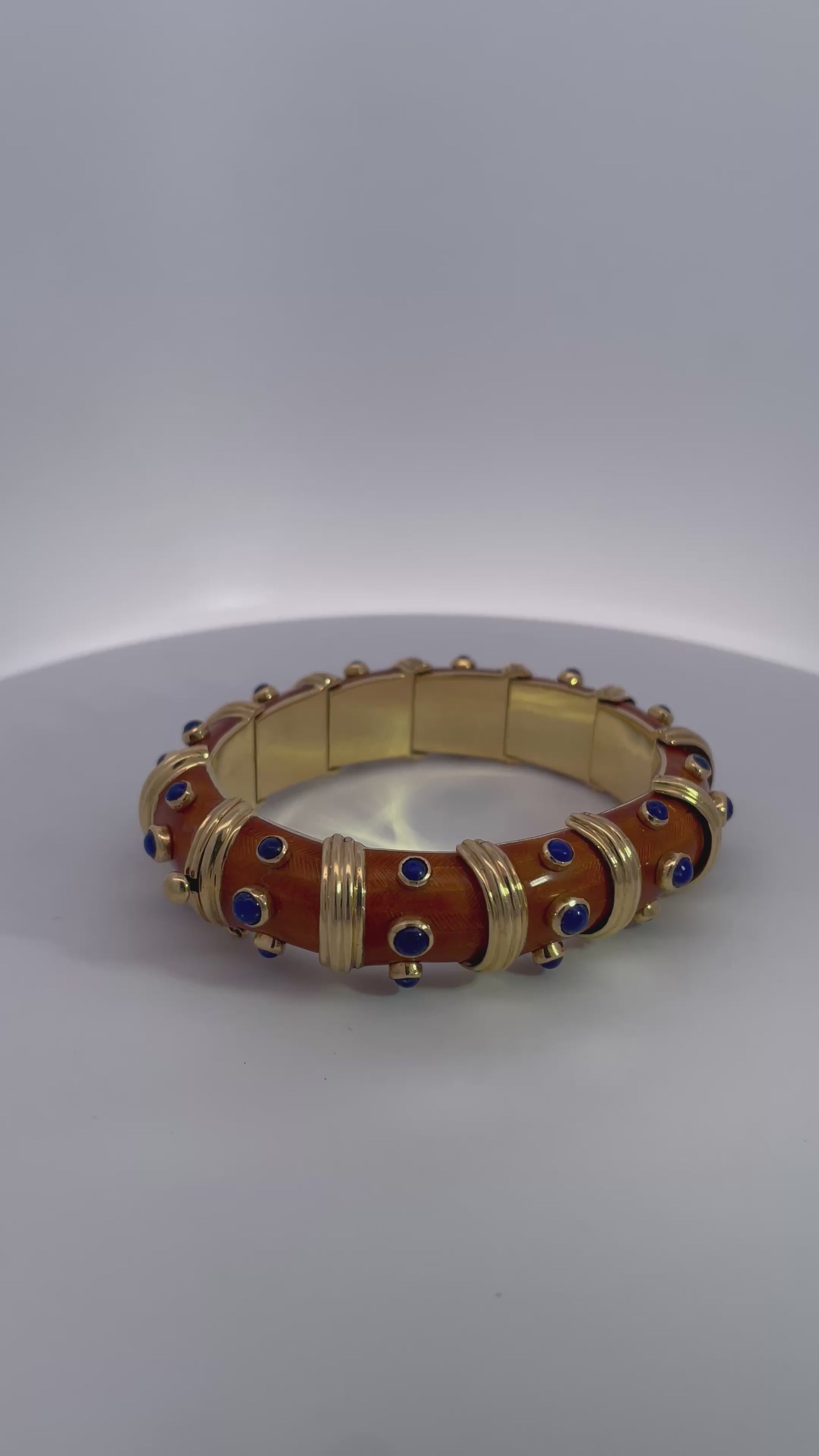 18K Guilloche Enamel Bracelet w/ Lapis lazuli inserts