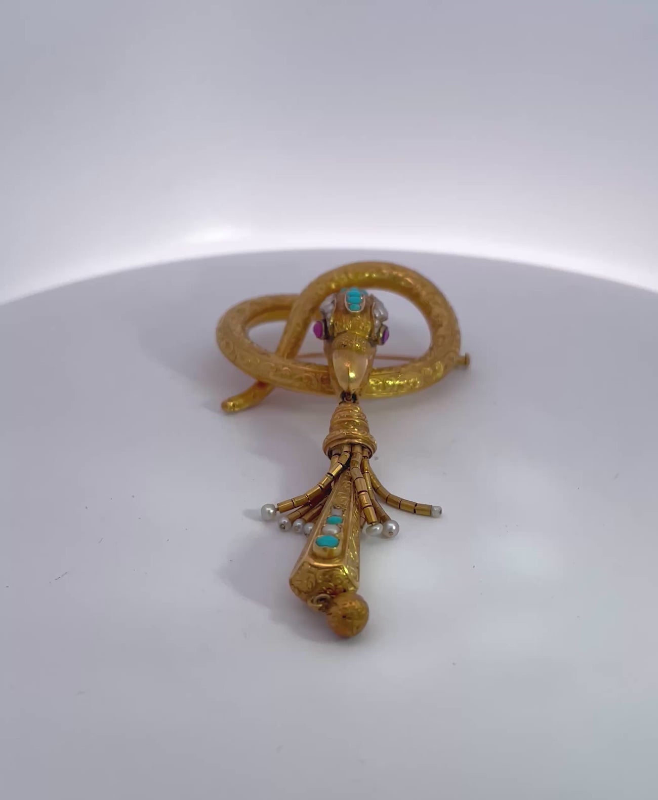 Snake Pendant Brooch 18K French