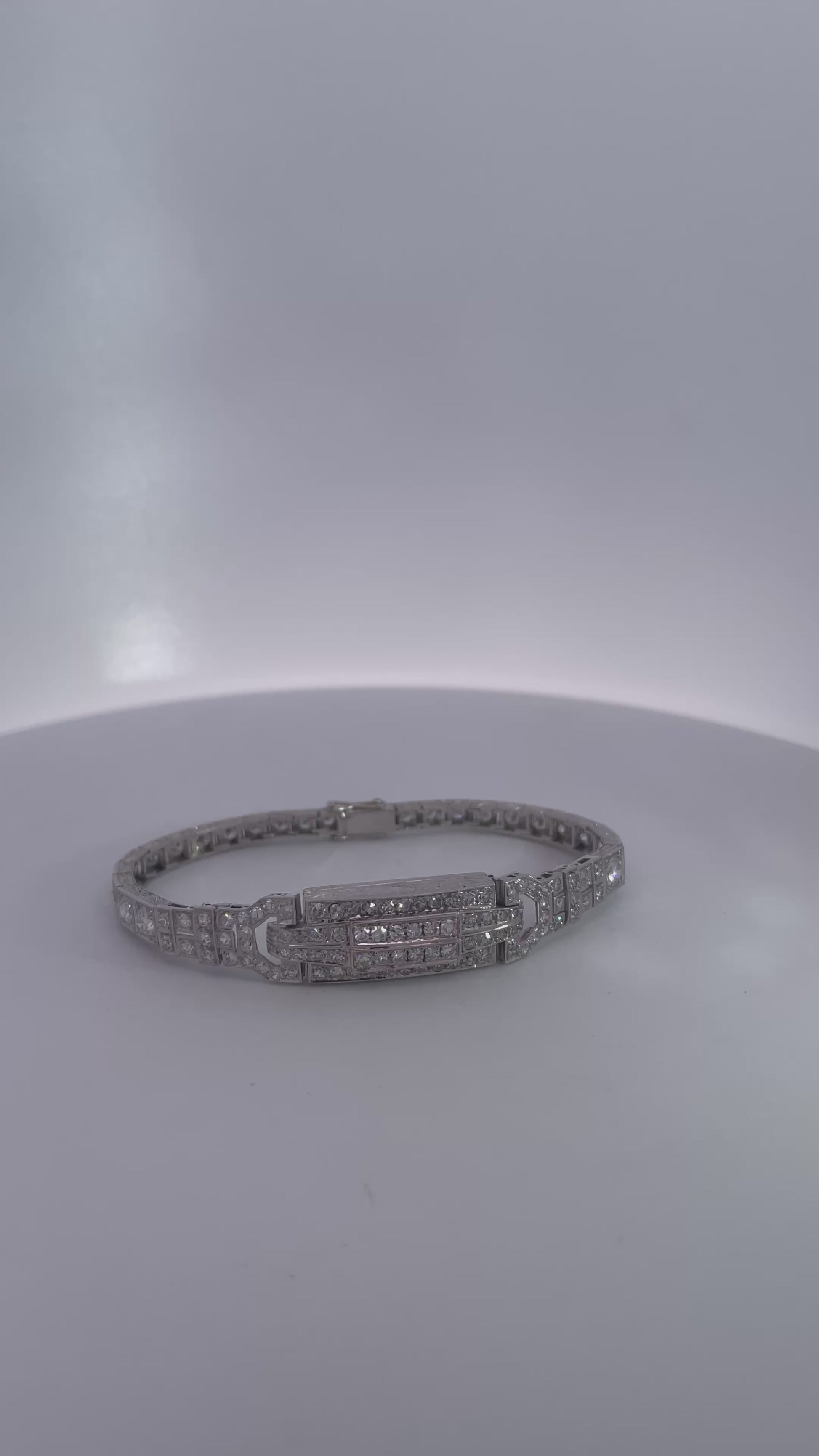 Art Deco Platinum 14K White Gold Diamond Bracelet