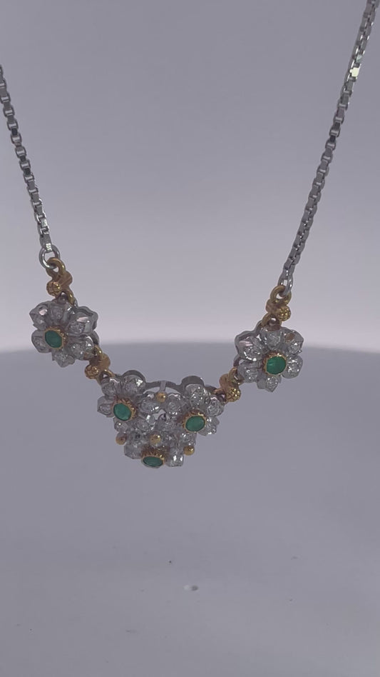 Buccellati Garland Necklace Emeralds Diamonds 18K