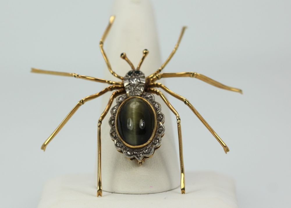 Antique Spider Brooch Brass Lovely Brooch Spider Vintage -  in