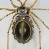 Retro Cat's Eye Chrysoberyl Spider Brooch - detail