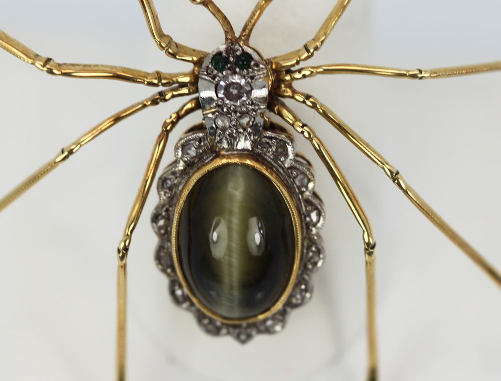 Antique Spider Brooch Brass Lovely Brooch Spider Vintage -  in