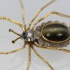 Retro Cat's Eye Chrysoberyl Spider Brooch - close up #2