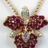 Ruby & Diamond Orchid Pin / Necklace - detail
