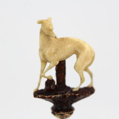 Antique Carved Whippet Dog Stick Pin