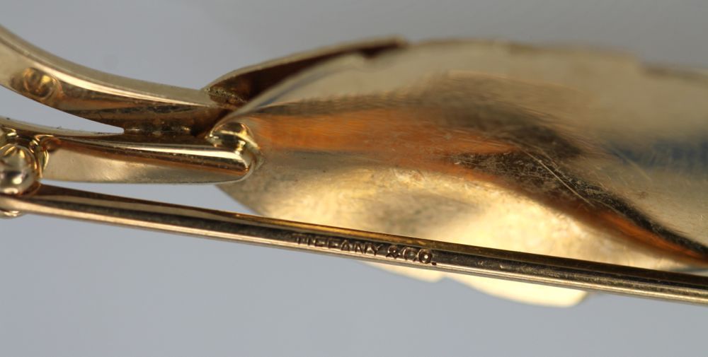 Vintage Tiffany Double Leaf Brooch – engraving