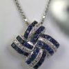 Diamond & Sapphire Geometric Necklace - detail