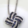 Diamond & Sapphire Geometric Necklace - close up